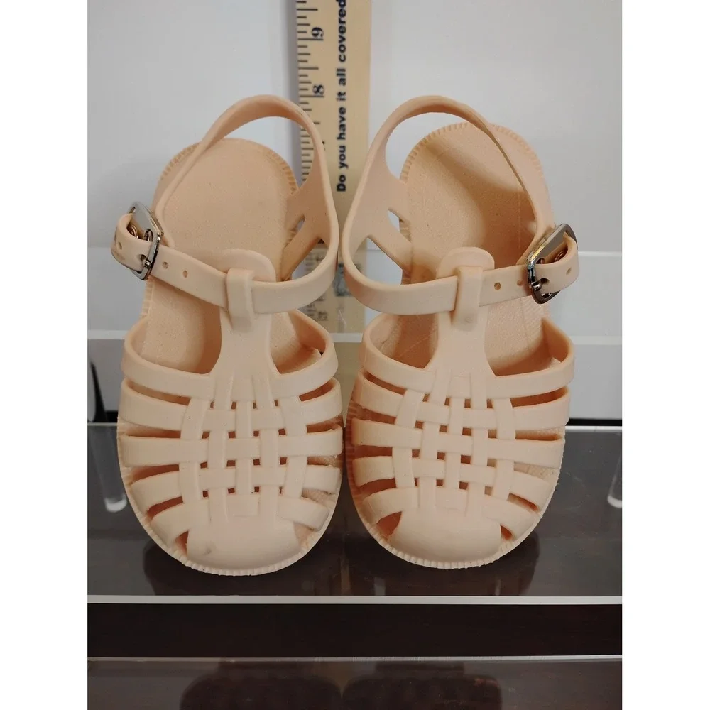Kids Peach Jelly Fisherman Sandals Size 4 Adjustable Buckle Strap Retro PVC